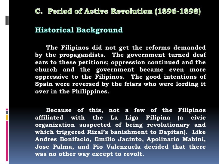 Period of active revolution significance of the period of enlightenment in philippine literature
